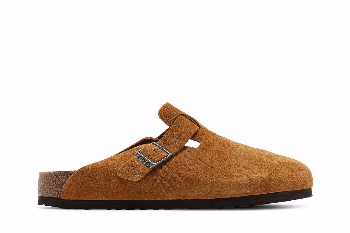 Stussy x Birkenstock Boston Shaggy Caramel, view 2