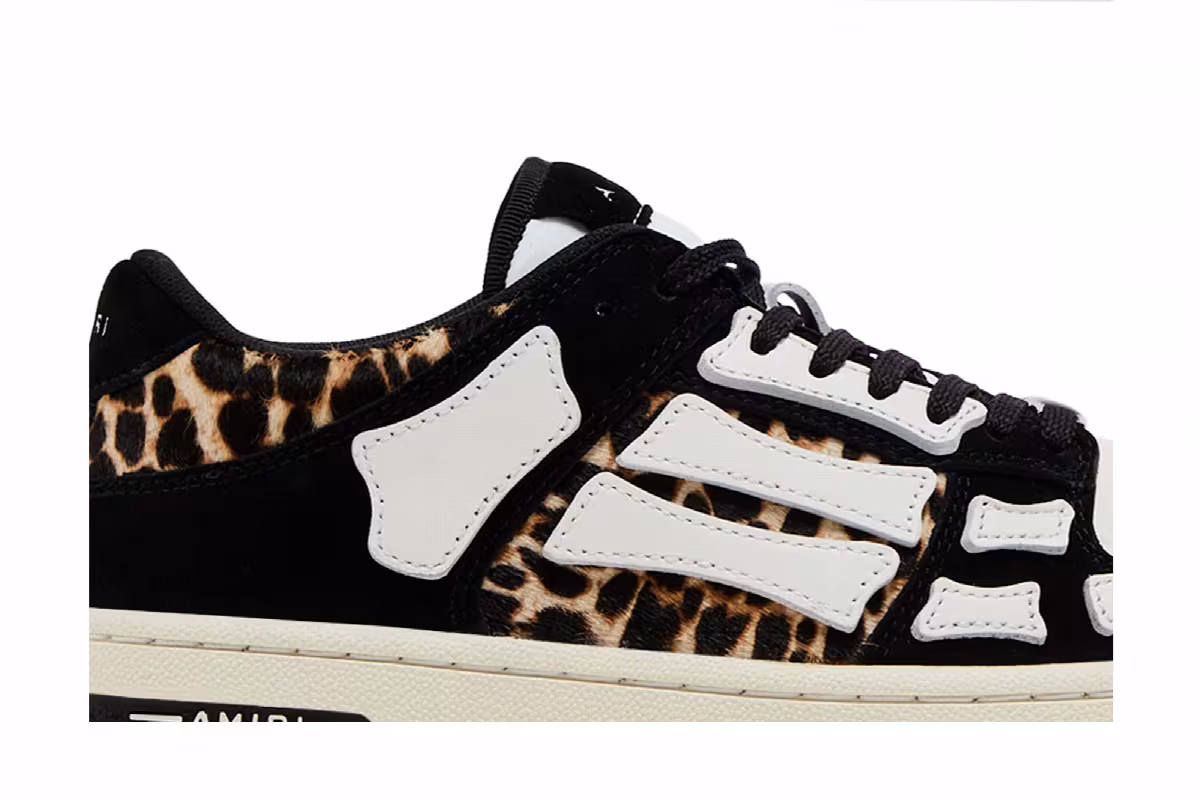 Amiri Skel Top Low Black White Leopard, view 3