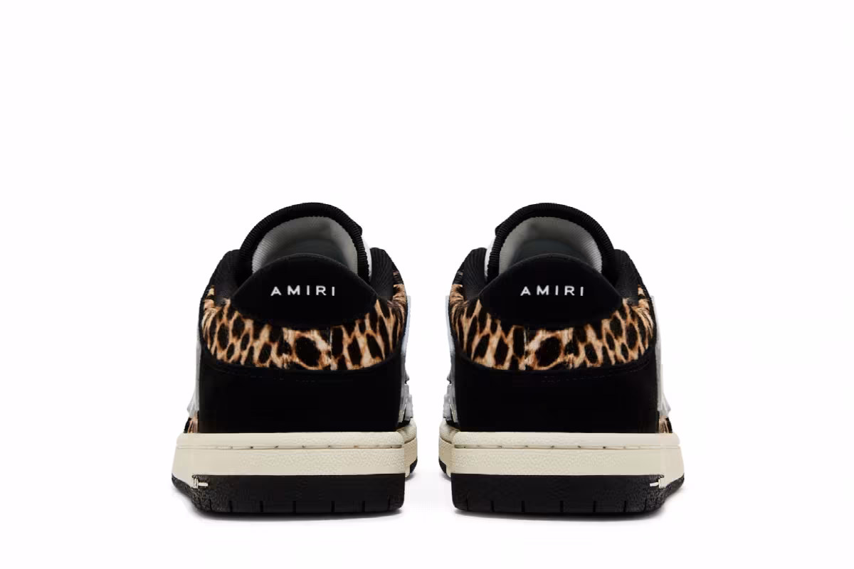 Amiri Skel Top Low Black White Leopard, view 7