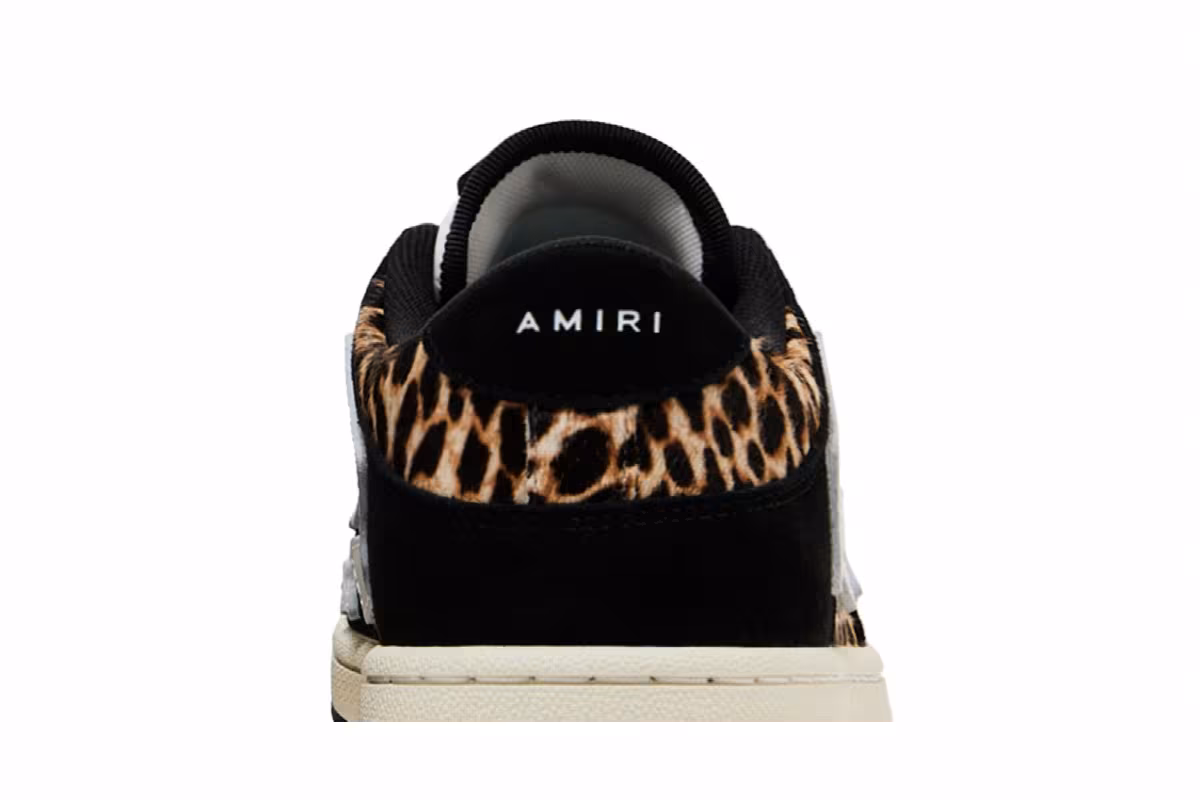 Amiri Skel Top Low Black White Leopard, view 8