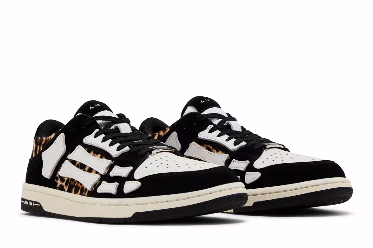 Amiri Skel Top Low Black White Leopard, view 9