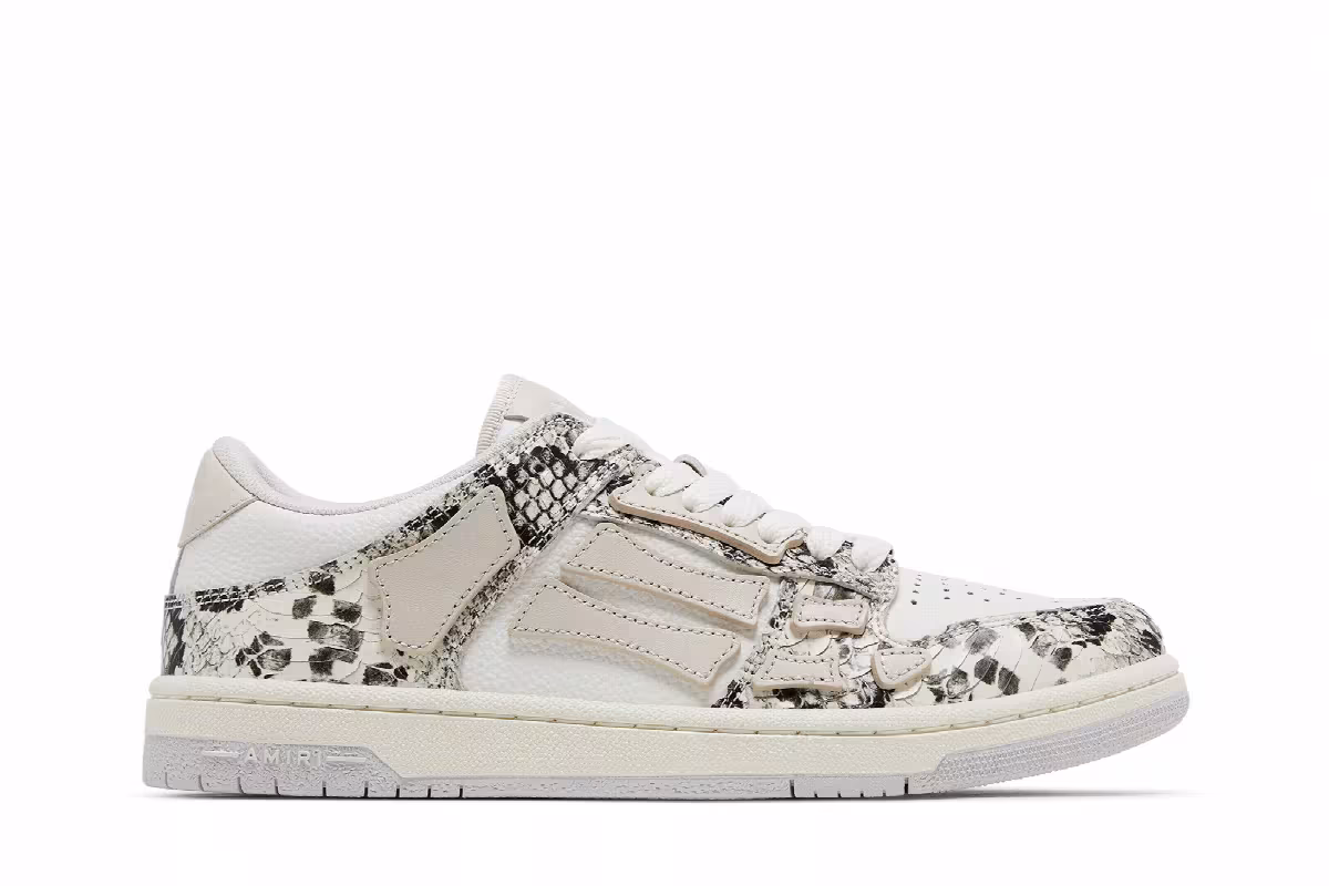 Amiri Women's Skel Top Low Alabaster Snakeskin, view 2