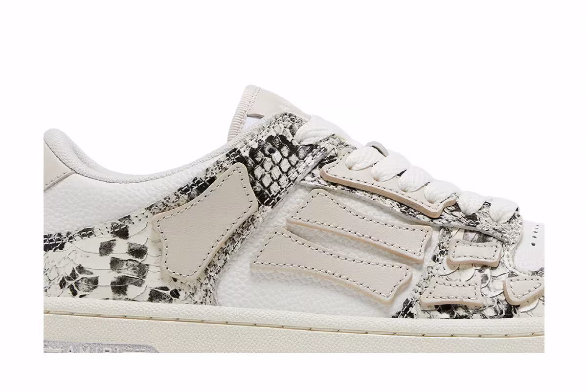 Amiri Women's Skel Top Low Alabaster Snakeskin, view 3