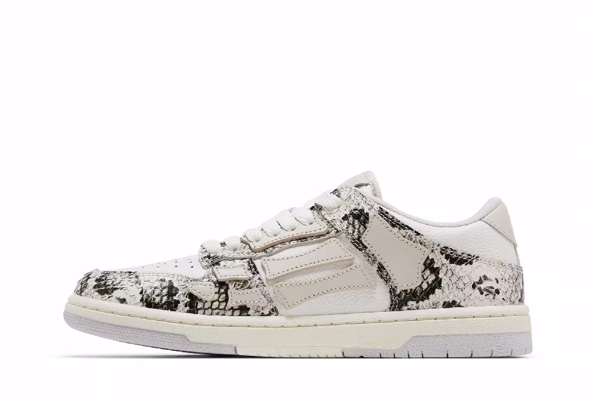 Amiri Women's Skel Top Low Alabaster Snakeskin, view 4