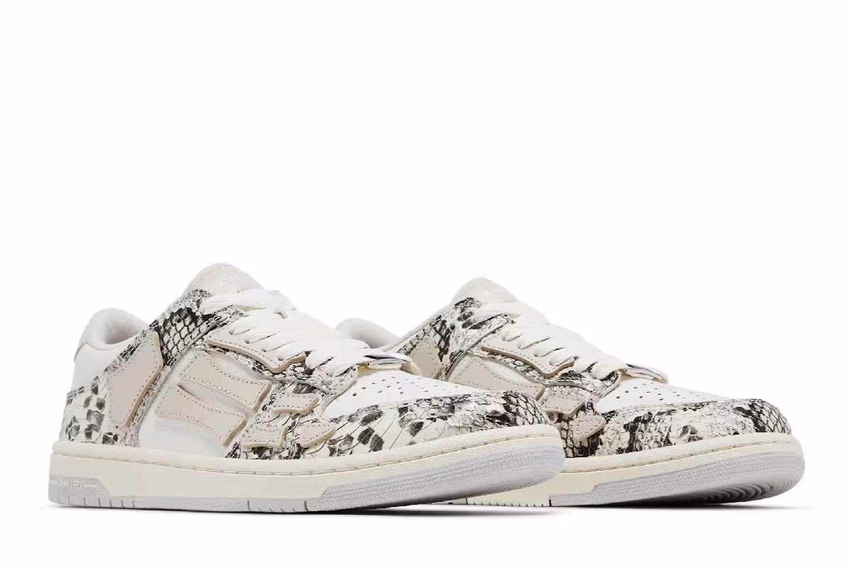 Amiri Women's Skel Top Low Alabaster Snakeskin, view 9