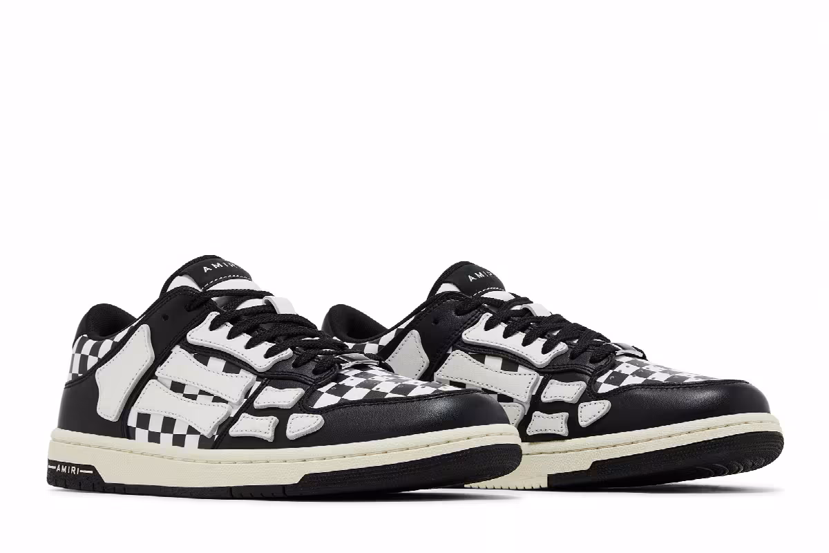 Amiri Skel Top Low Checkered - Black White, view 9