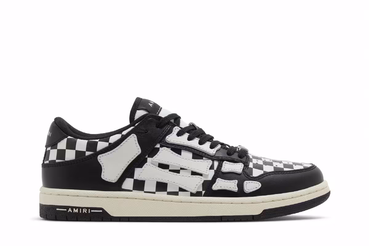 Amiri Women's Skel Top Low Checkered - Black White, view 2