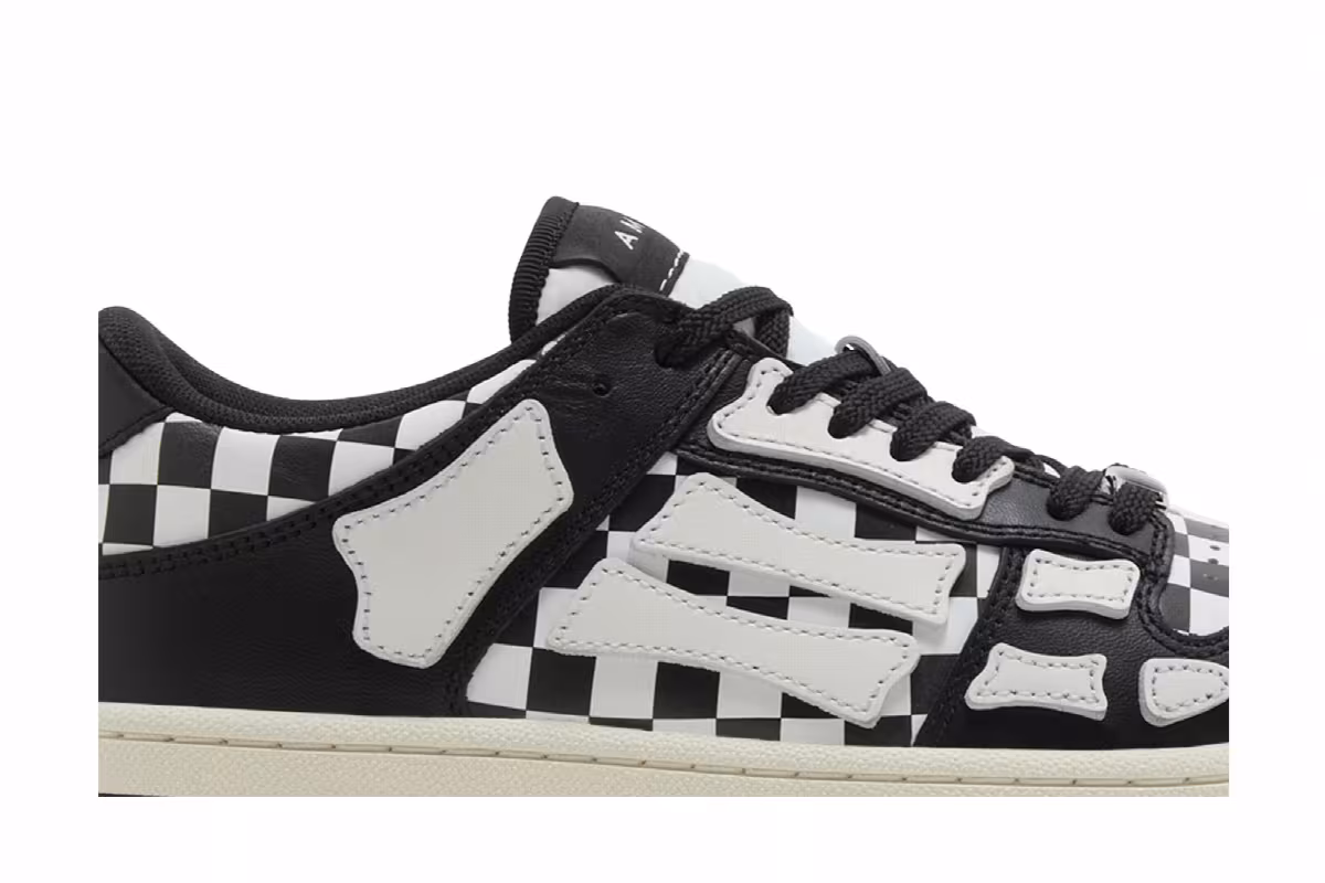 Amiri Women's Skel Top Low Checkered - Black White, view 3