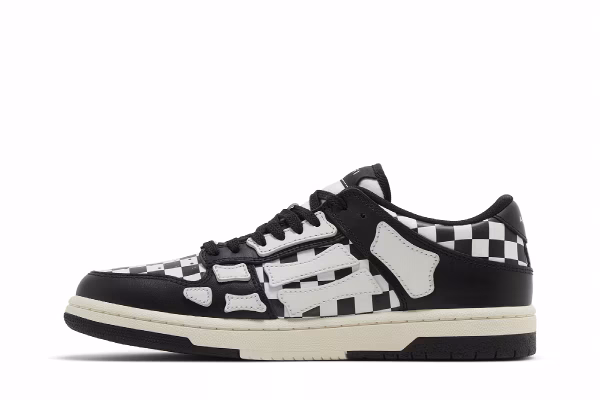 Amiri Women's Skel Top Low Checkered - Black White, view 4