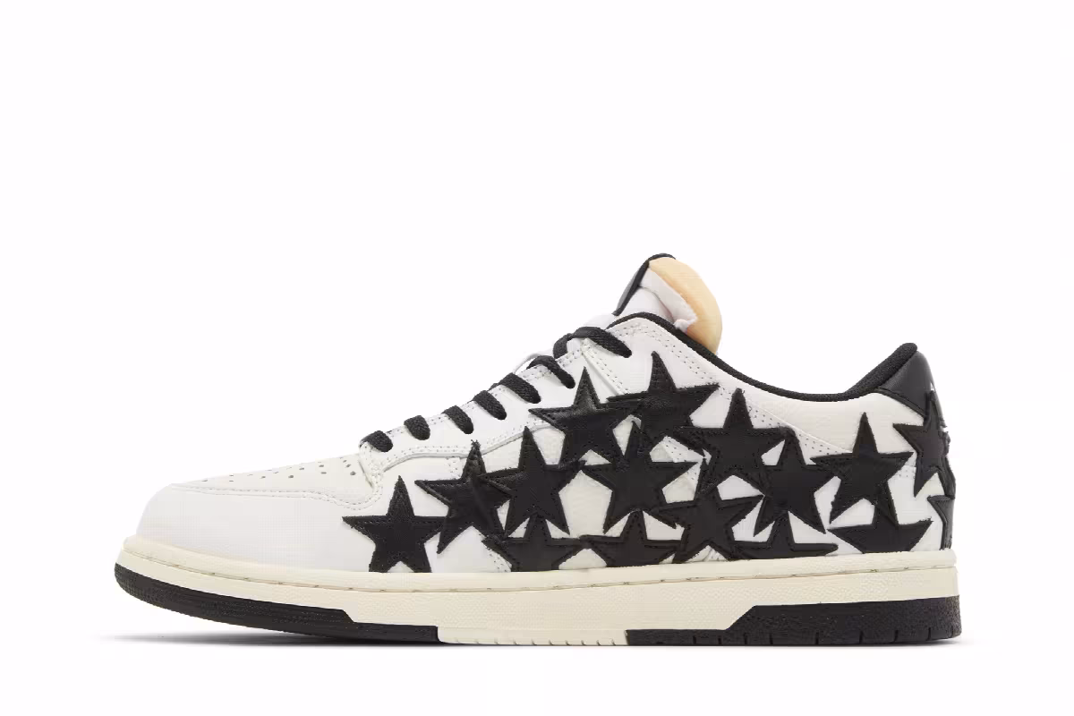 Amiri Stars Low White Black, view 4