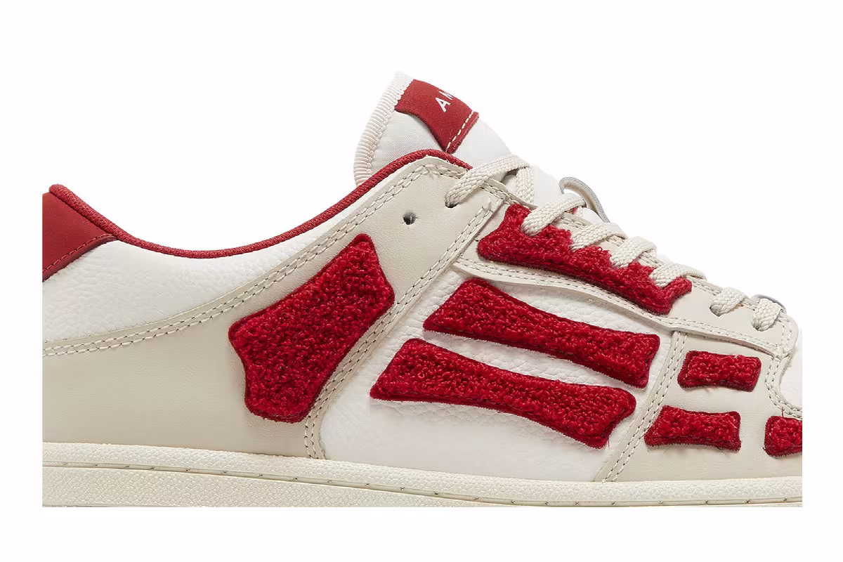 Amiri Skel Top Low White Red Chenille, view 3