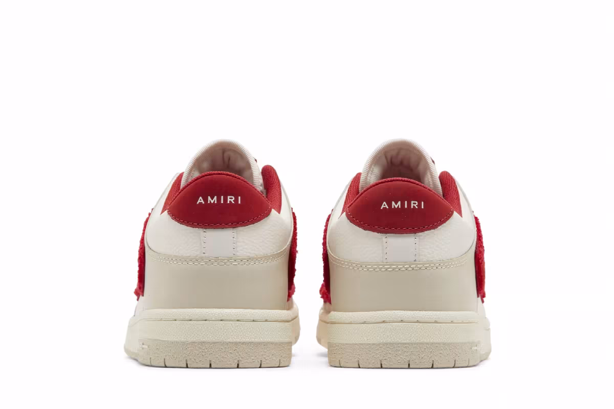 Amiri Skel Top Low White Red Chenille, view 7