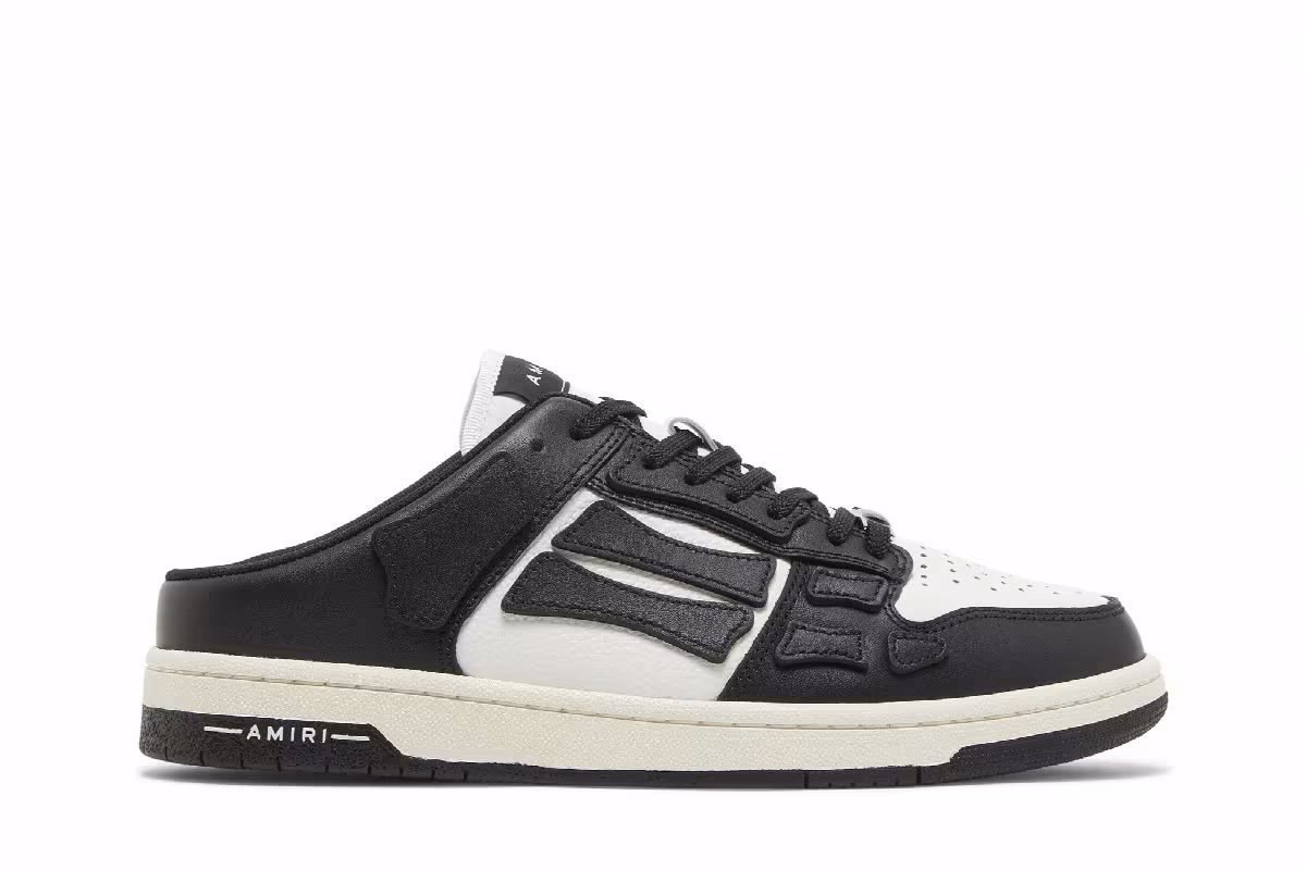 Amiri Skel Top Low Slip-On Black White, view 2