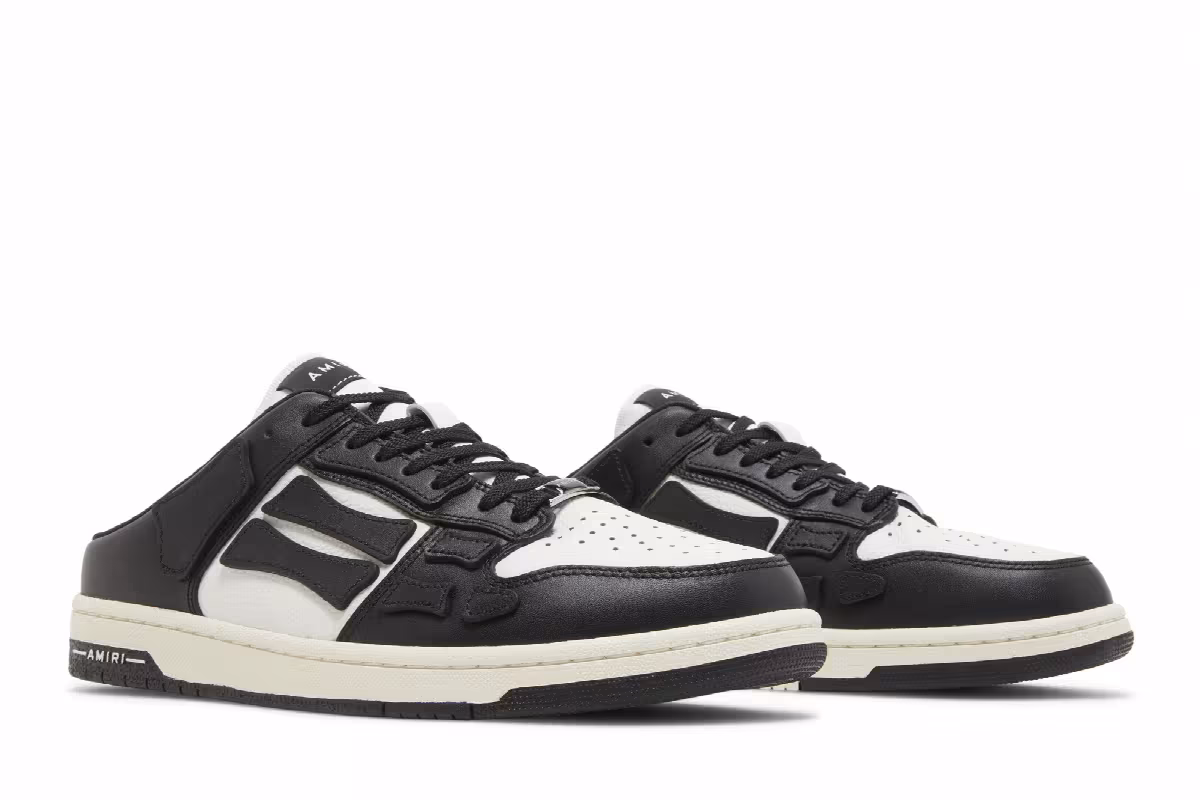 Amiri Skel Top Low Slip-On Black White, view 9