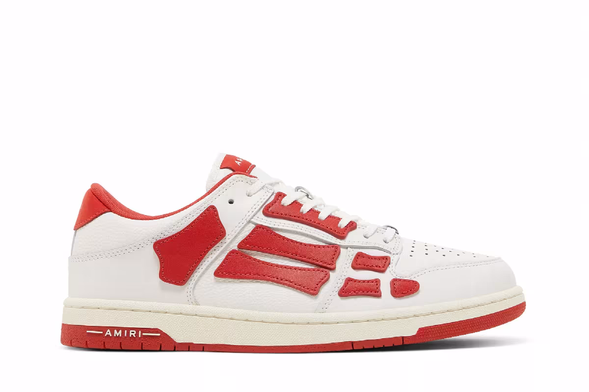 Amiri Skel Top Low White Red, view 2