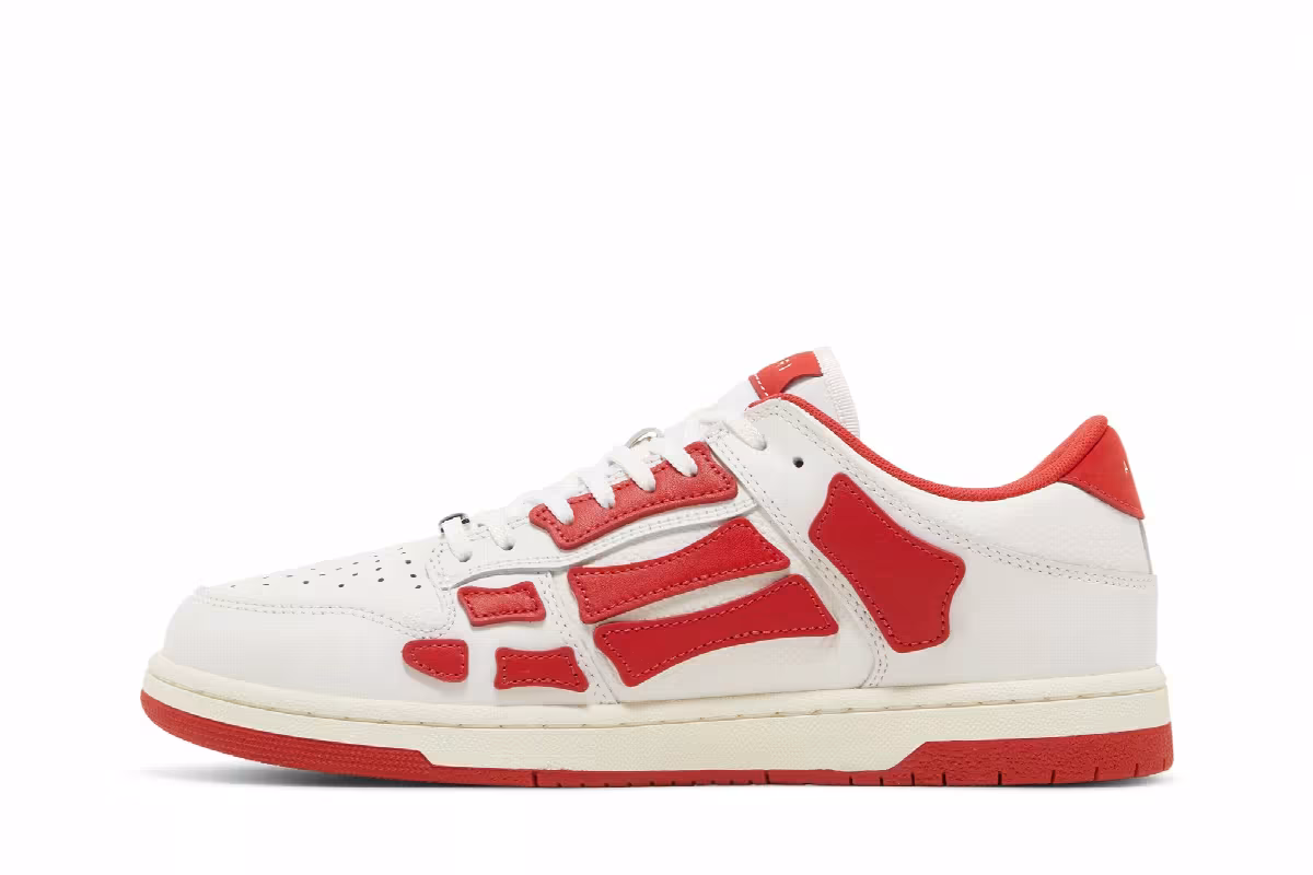 Amiri Skel Top Low White Red, view 4