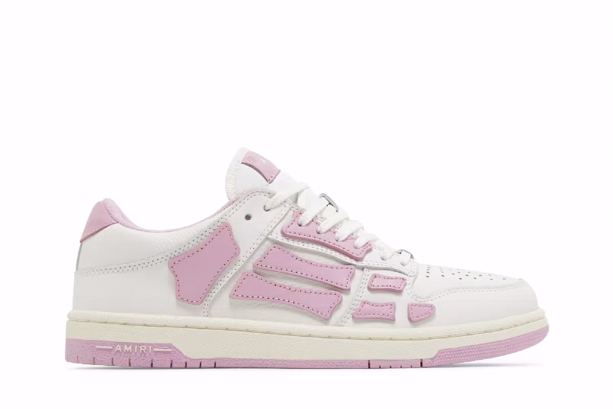 Amiri Women's Skel Top Low White Pink, view 2