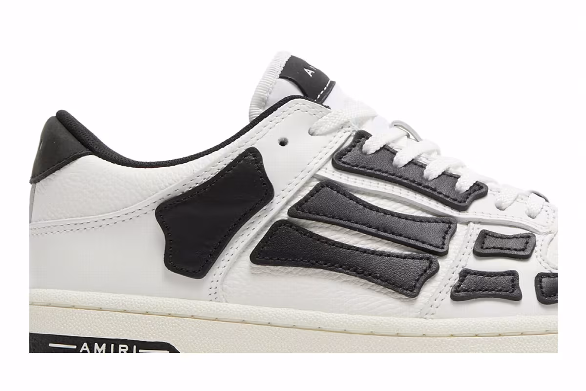 Amiri Skel Top Low White Black, view 3