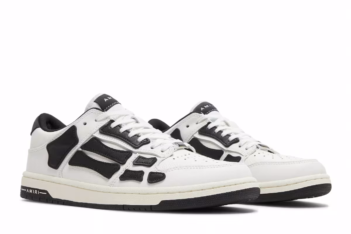 Amiri Skel Top Low White Black, view 9