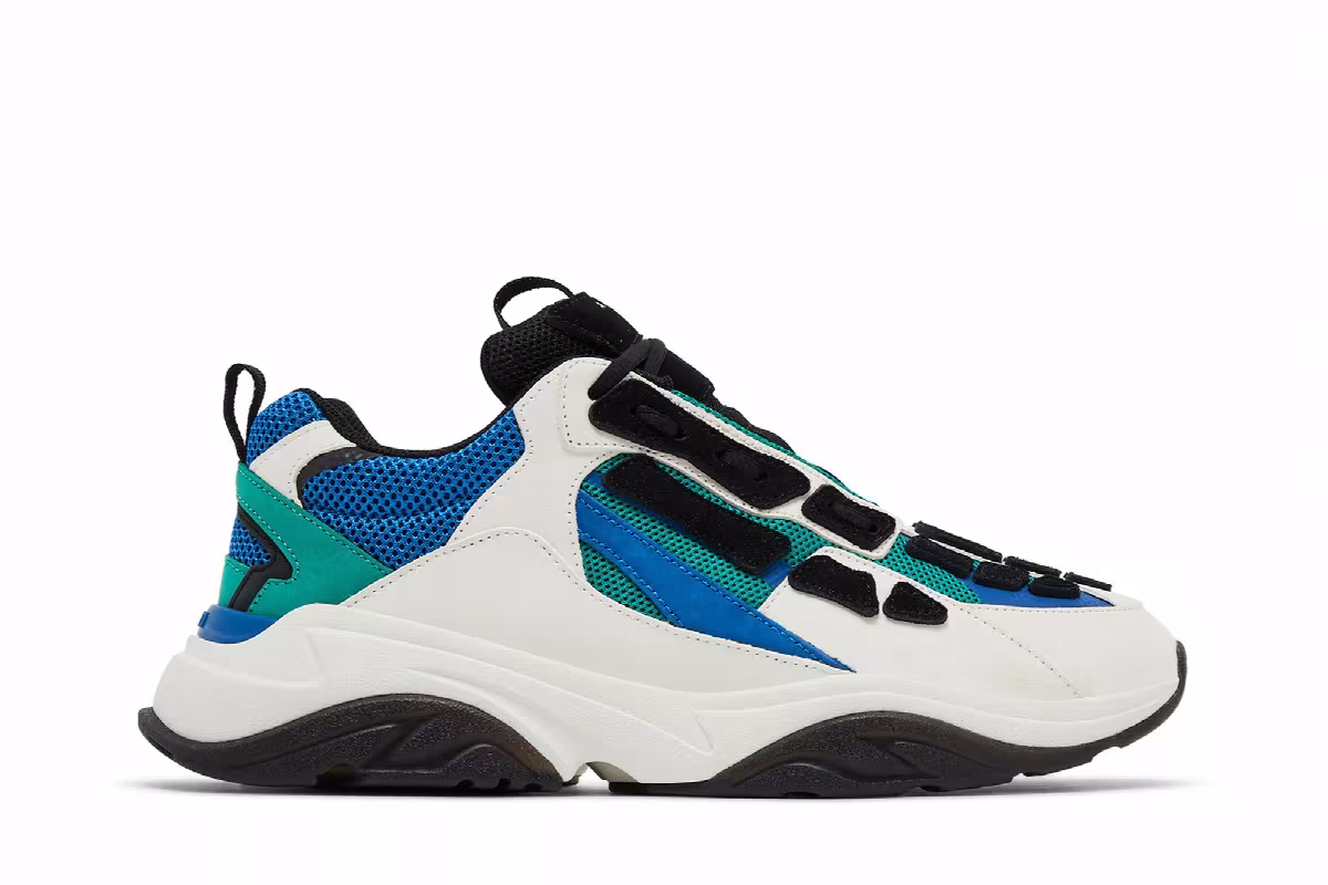 Amiri Bone Runner White Black Teal, view 2
