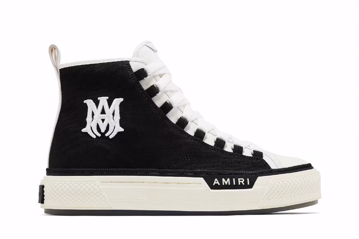 Amiri M.A. Logo Court High Black White, view 2