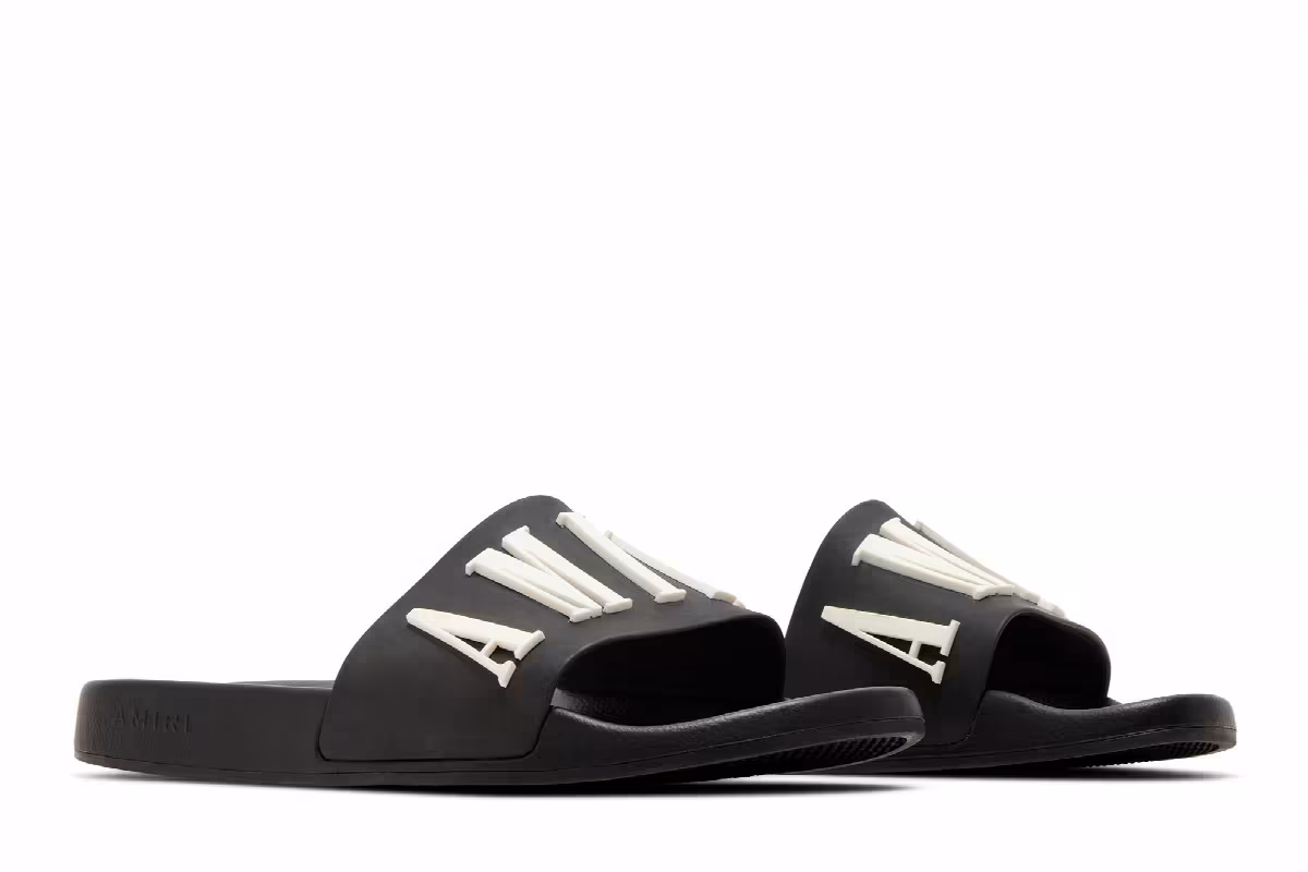 Amiri Logo Pool Slide Black, view 9