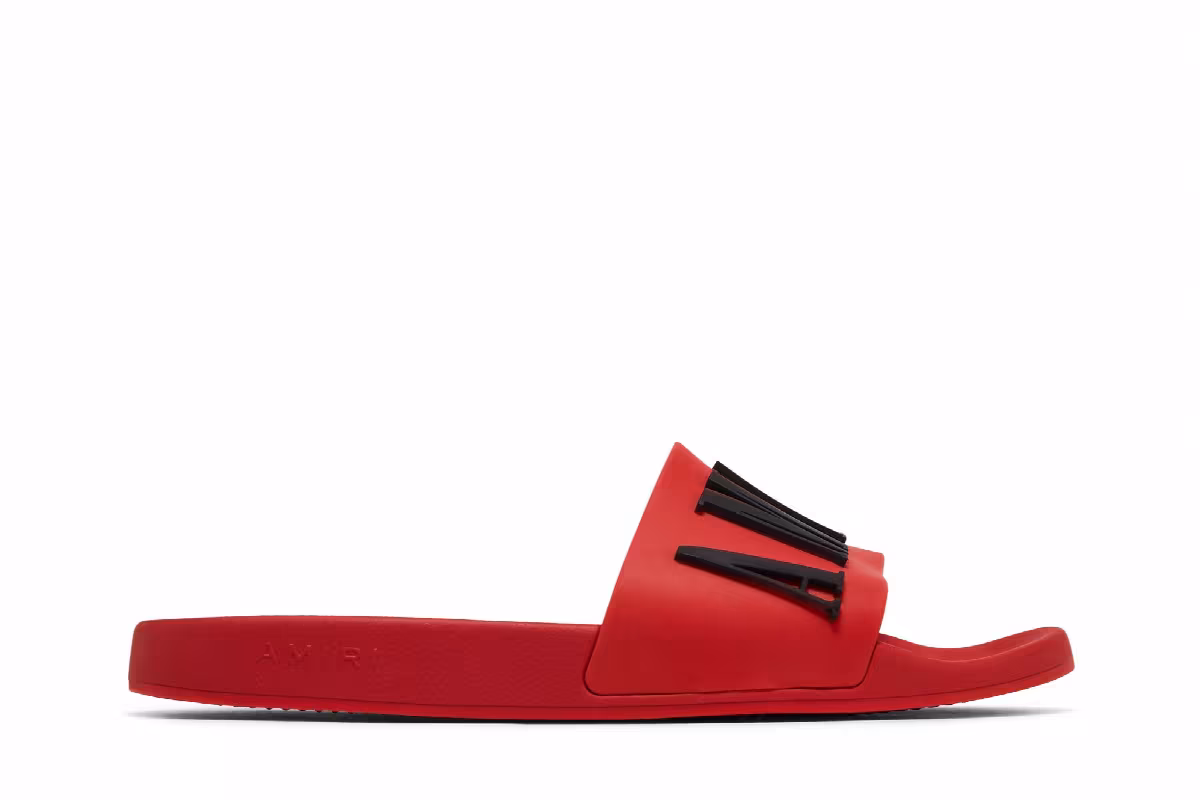 Amiri Rubber Classic Logo Pool Slide Red, view 2