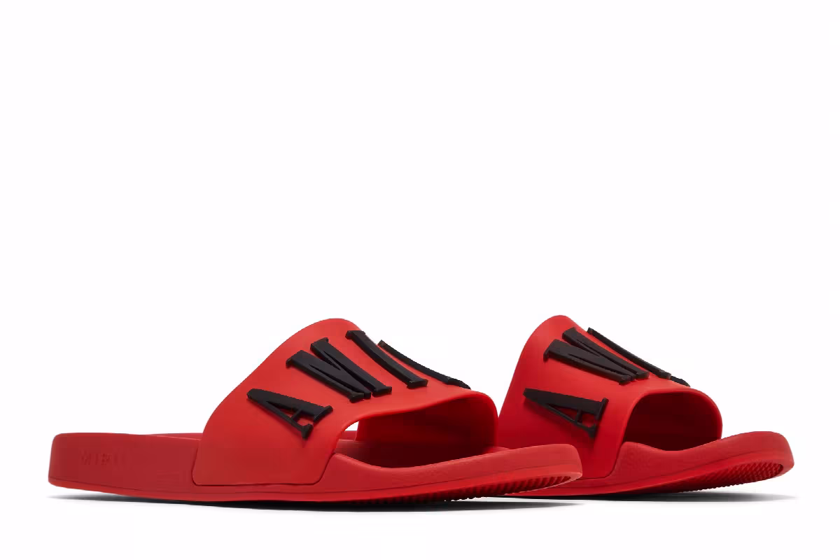 Amiri Rubber Classic Logo Pool Slide Red, view 9