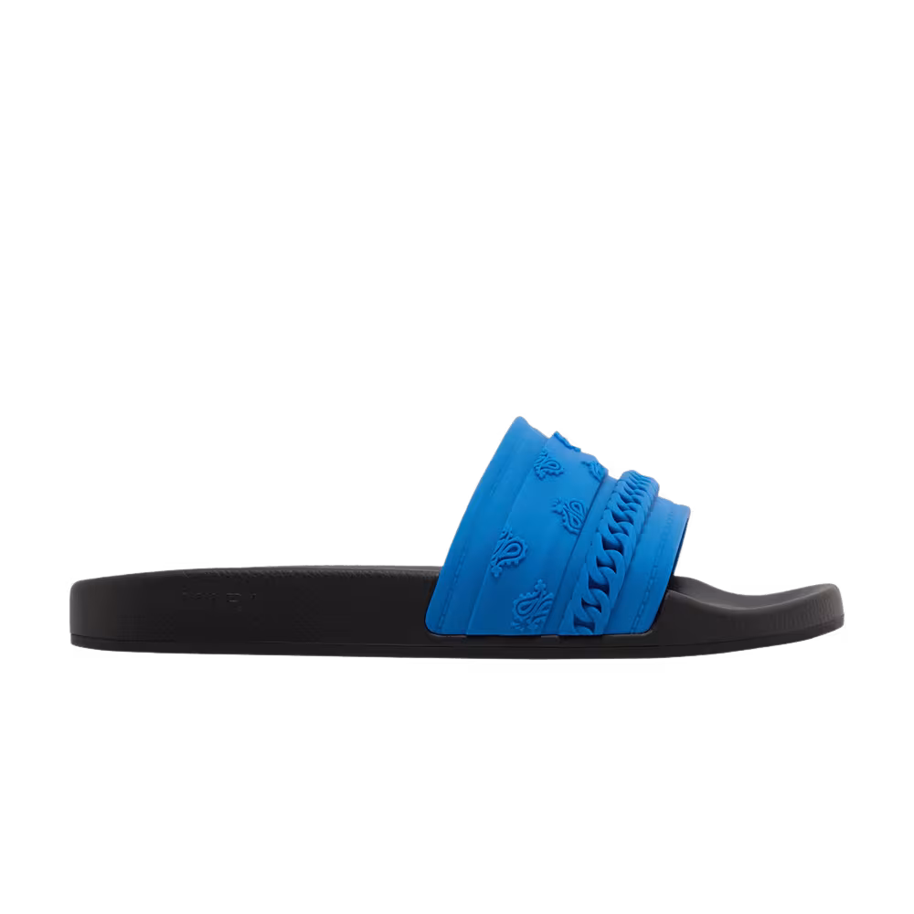 Amiri Bandana Chain Pool Slide Blue Paisley