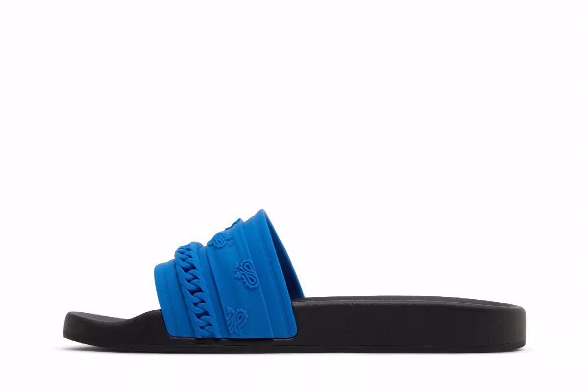 Amiri Bandana Chain Pool Slide Blue Paisley, view 4