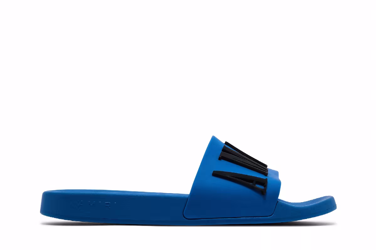 Amiri Rubber Classic Logo Pool Slide Blue, view 2