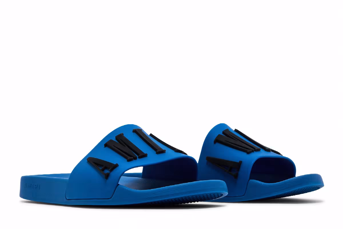 Amiri Rubber Classic Logo Pool Slide Blue, view 9