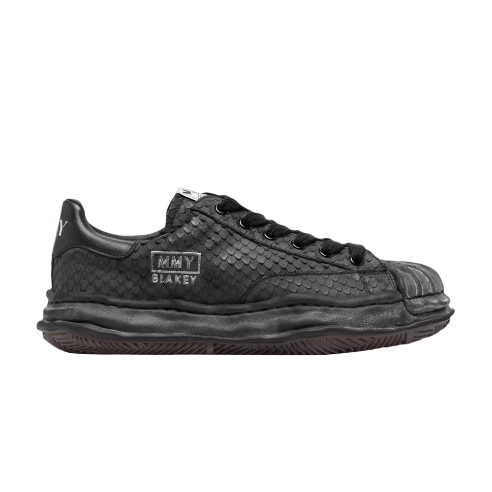 Maison Mihara Yasuhiro Blakey OG Sole Leather Low Distressed Black Snakeskin