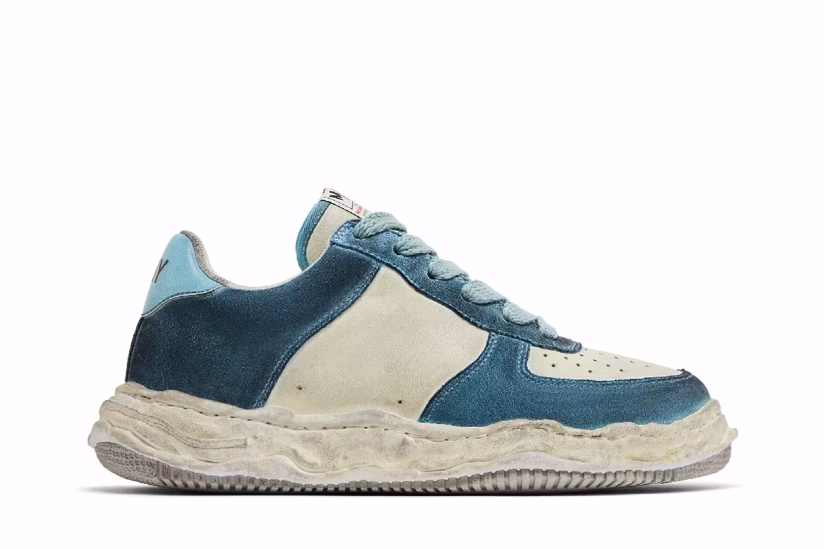 Maison Mihara Yasuhiro Wayne OG Sole Distressed Leather Low Blue White, view 2