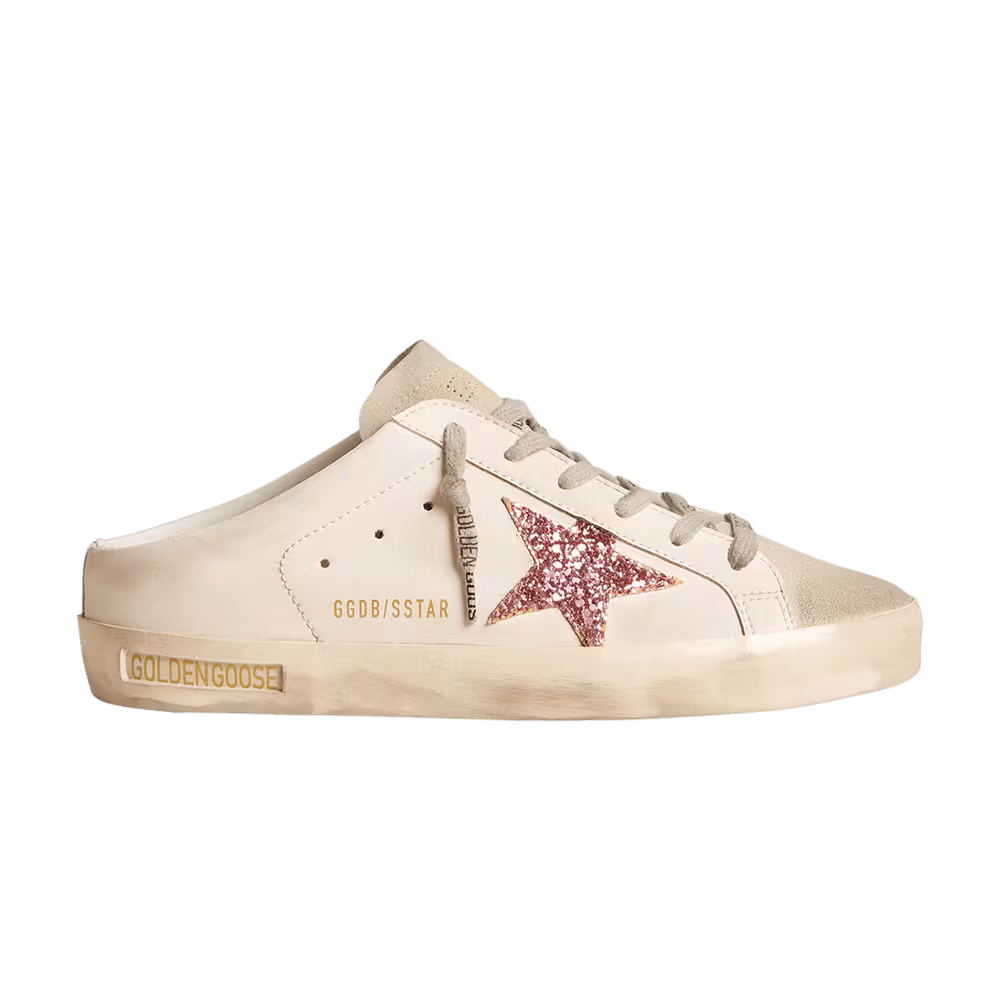 Golden Goose Women's Superstar Sabot White Pink Glitter