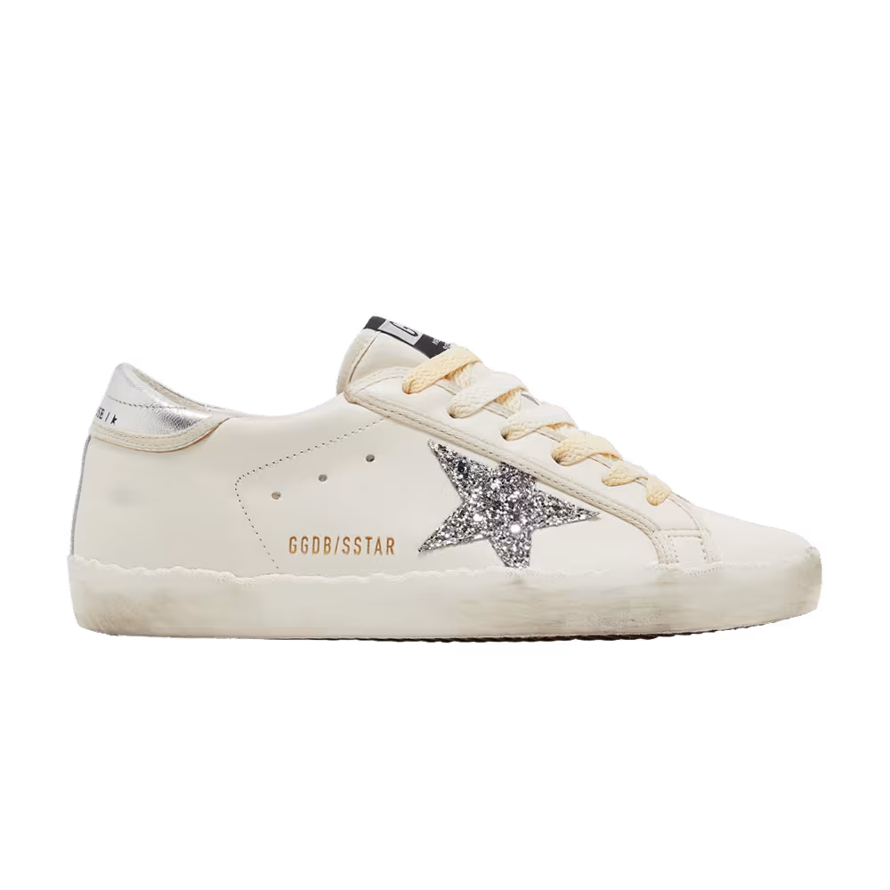 Golden Goose Women's Superstar White Silver Glitter
