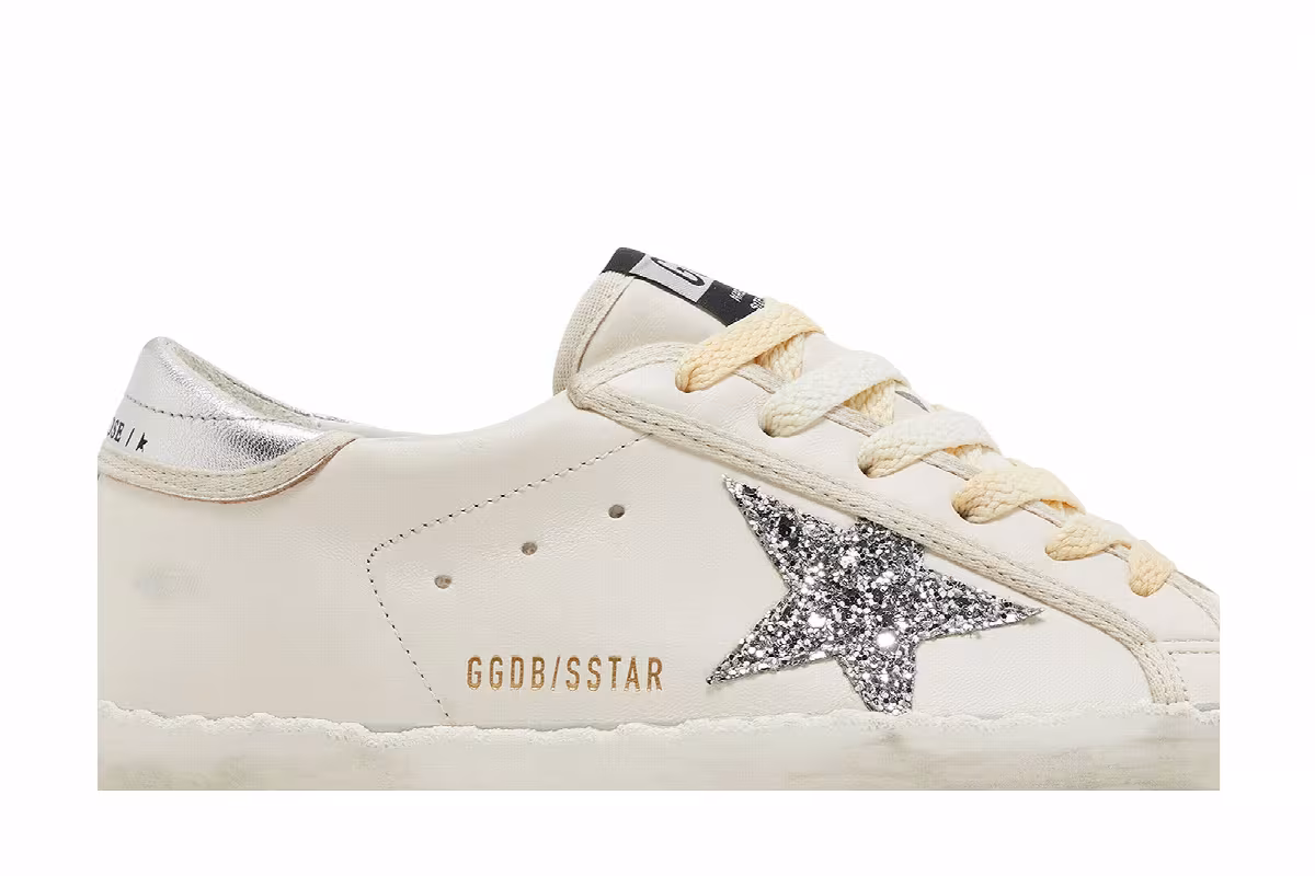 Golden Goose Women's Superstar White Silver Glitter, view 3