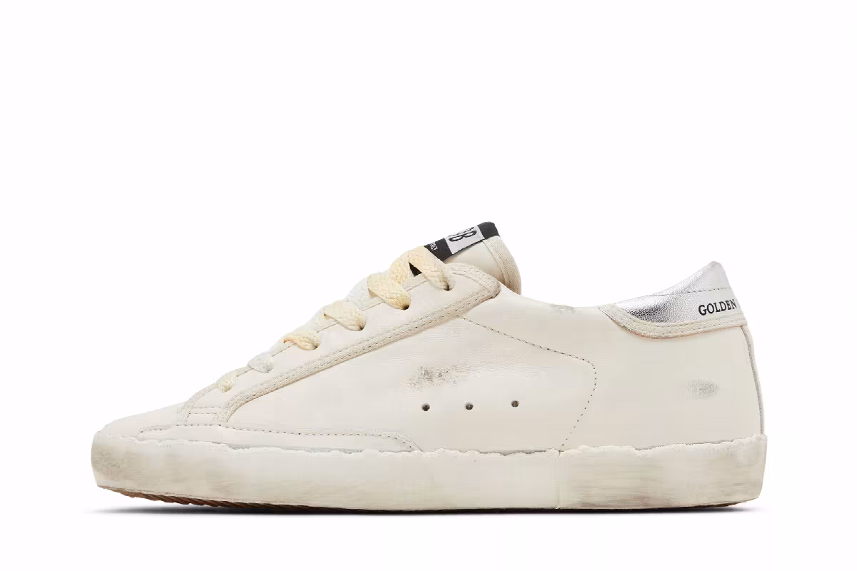 Golden Goose Women's Superstar White Silver Glitter, view 4