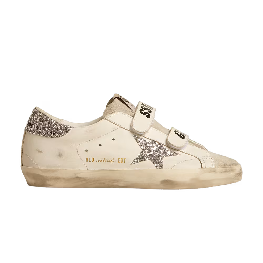 Golden Goose Women's Old School White Silver Glitter