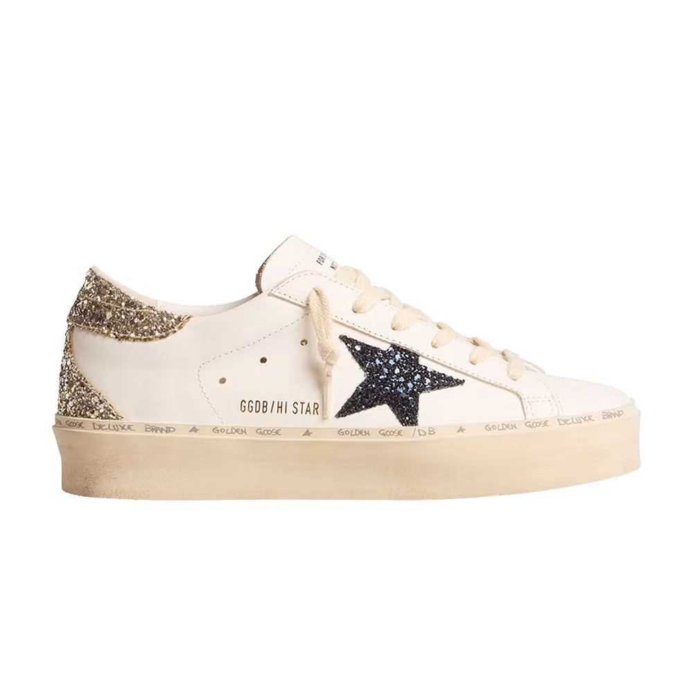 Golden Goose Women's Hi Star White Blue Platinum Glitter