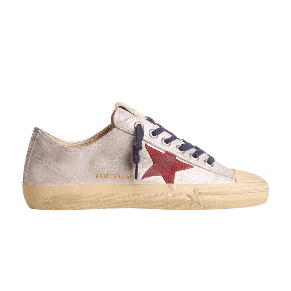 Golden Goose Women's V-Star LTD Silver Metallic Red