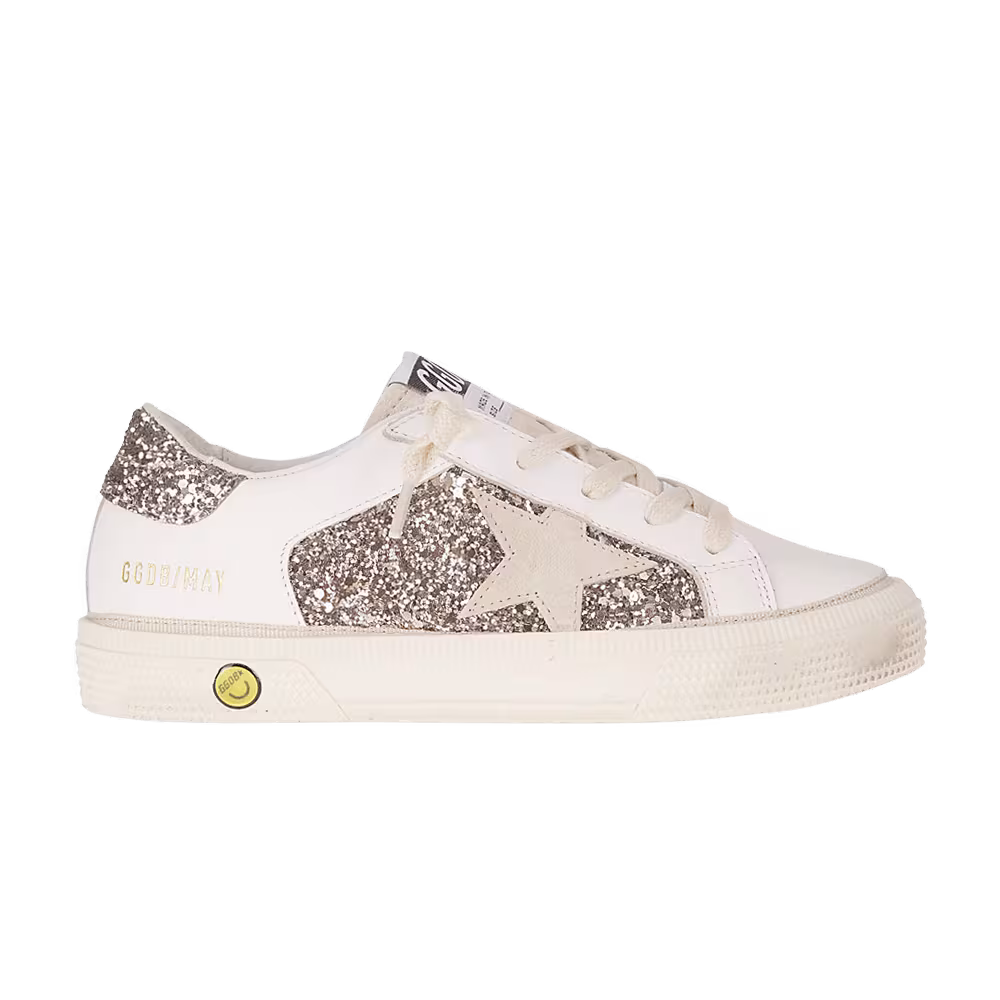 Golden Goose May Kids Glitter - Optic White Cinder