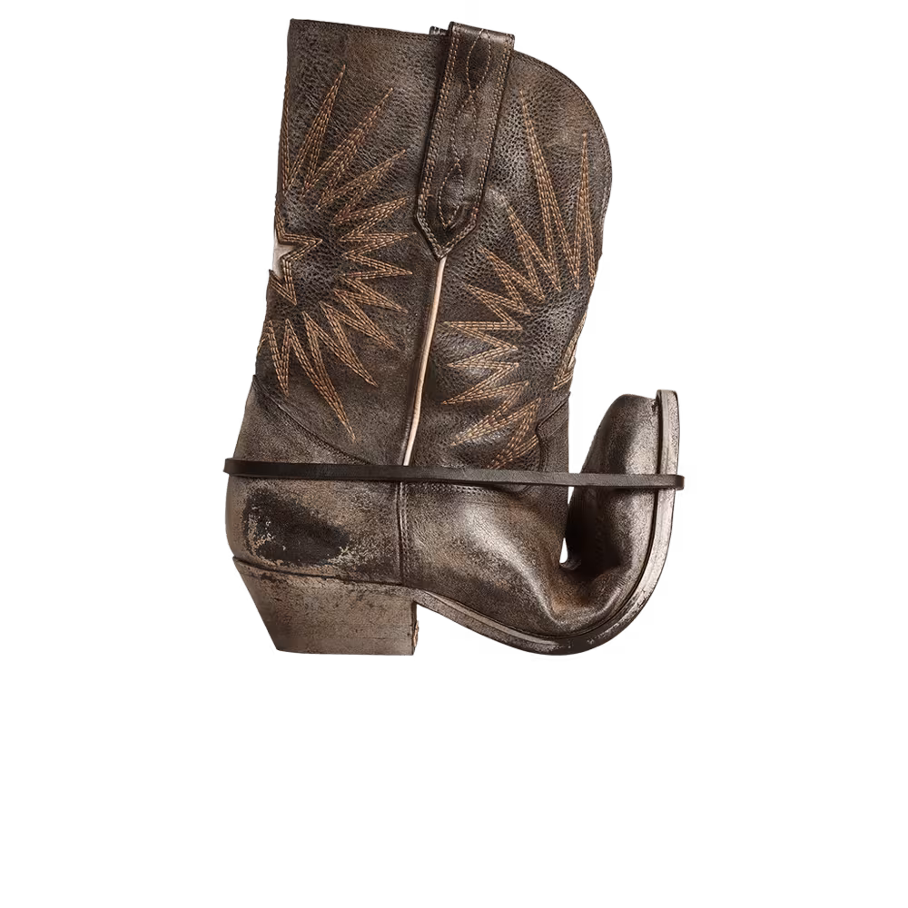 Golden Goose Low Wish Star Boot Black Ecru Silver