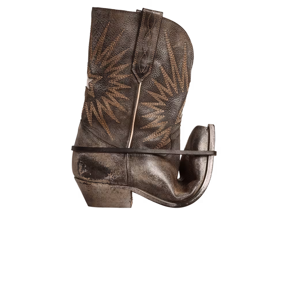 Golden Goose Women's Low Wish Star Boot Black Ecru Silver