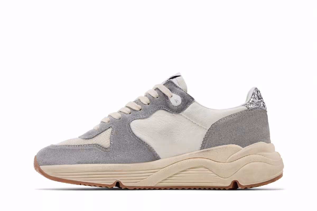 Golden Goose Women's Running Sole Silver White Cream, view 4
