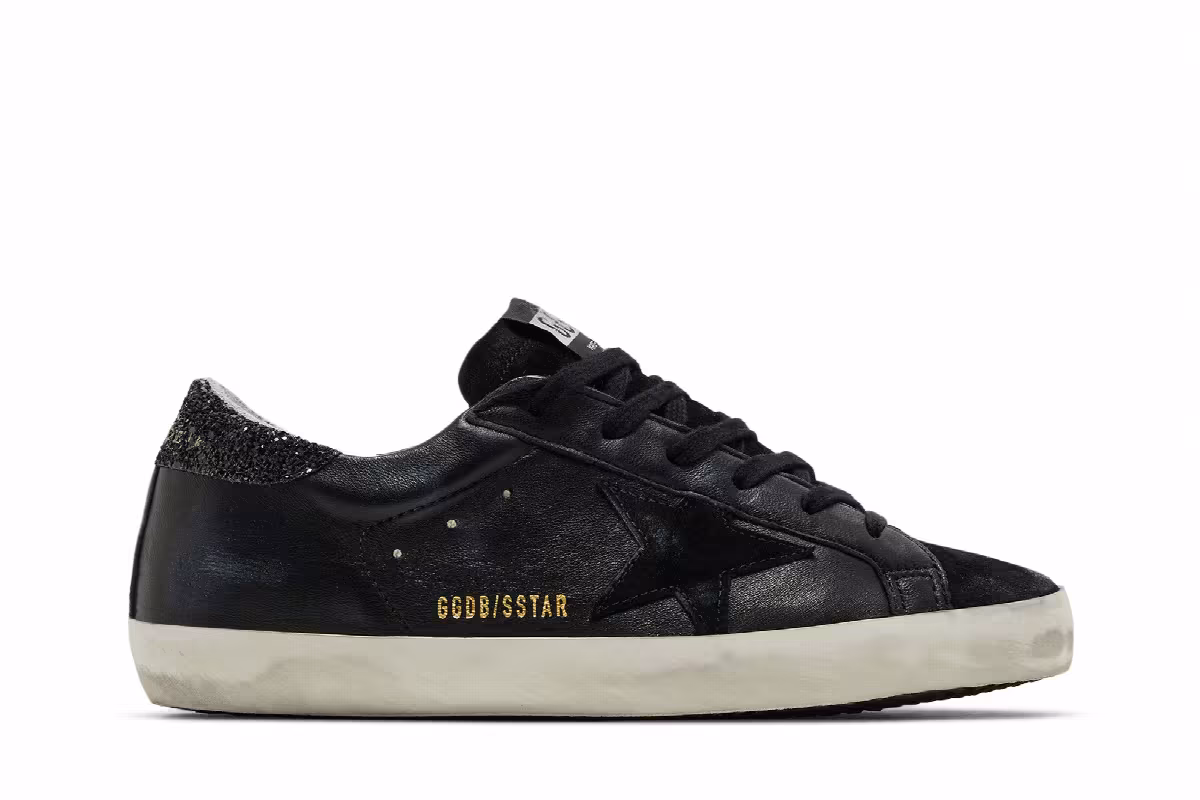Golden Goose Women's Superstar Black Glitter Heel, view 2