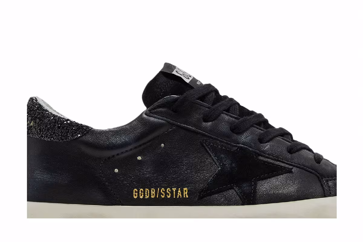 Golden Goose Women's Superstar Black Glitter Heel, view 3