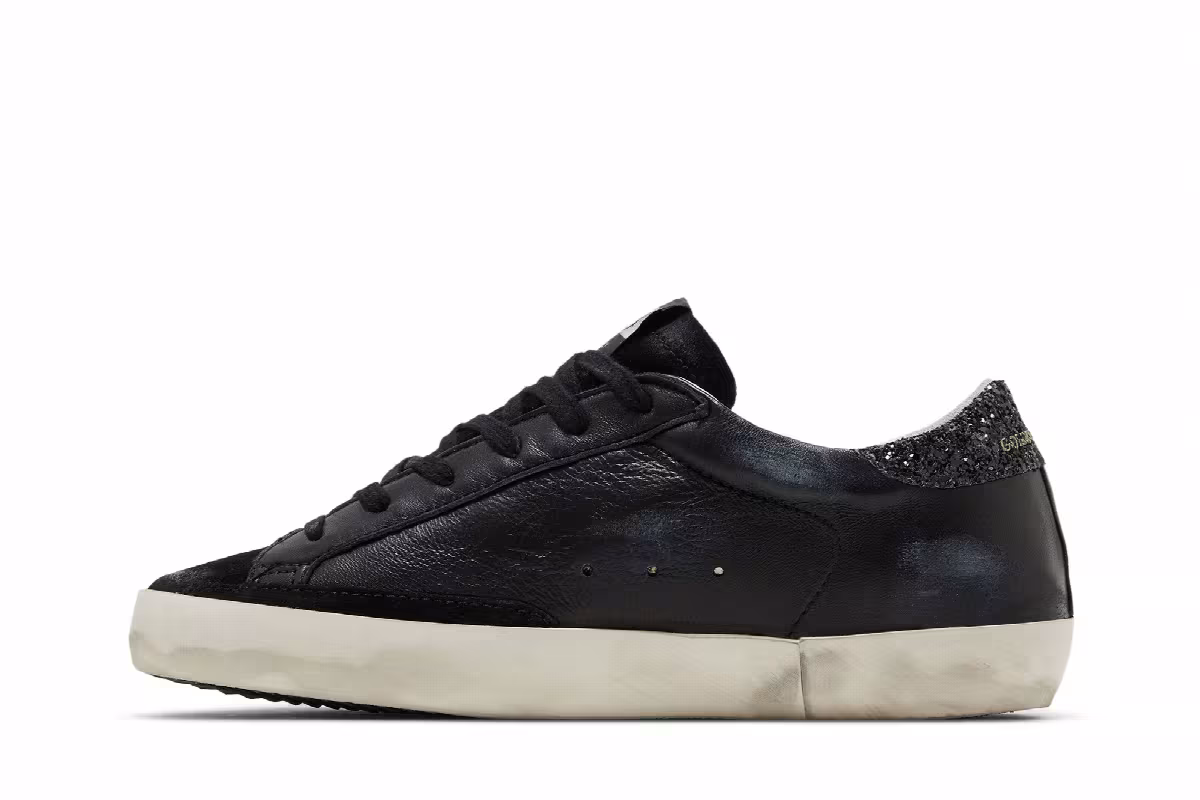 Golden Goose Women's Superstar Black Glitter Heel, view 4