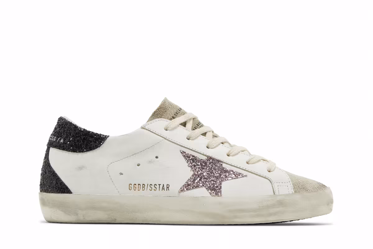 Golden Goose Women's Superstar White Mauve Pink Glitter, view 2