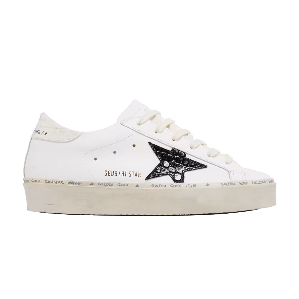 Golden Goose Women's Hi Star White Black Crocodile